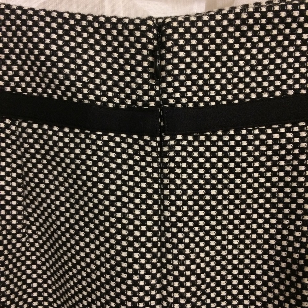 Loft Career Skirt Woven Lined Black White Pockets - Picture 7 of 8